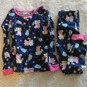 Navy Blue with Pink Trim PJ Set